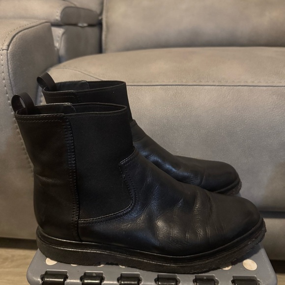 Vince Litton Black Leather Combat Chelsea waterproof Boots 9.5 - Picture 2 of 9